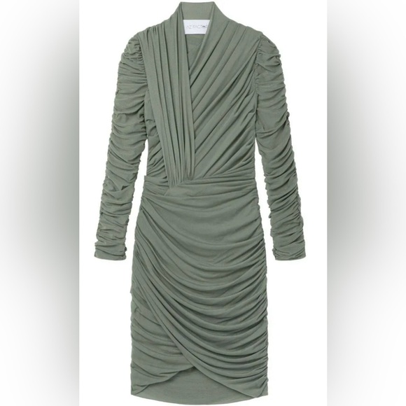 NEW AZ FACTORY + Ester Manas Draped Stretch-tulle Mini Dress Sz 40 (US 8) Green - Picture 2 of 12